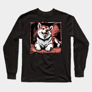 Retro Art Shiba Inu Dog Lover Long Sleeve T-Shirt